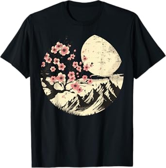 Japanese Cherry Blossom Moon Vintage Sakura Women Men Kids T-Shirt
