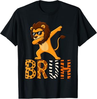 Dabbing Lion BRUH Safari Animal ZooKeeper for Boys Gifts T-Shirt