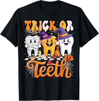 Trick Or Teeth Halloween Dental Crew Dentist Boys Girls Kids T-Shirt