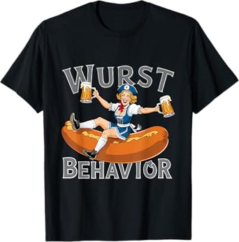 Wurst Behavior: Oktoberfest Bavarian Woman And Bratwurst T-Shirt
