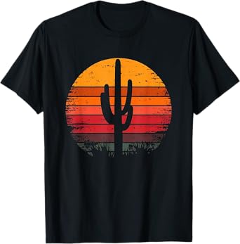 Retro Sunset Saguaro Cactus Vintage Desert Design Graphic T-Shirt