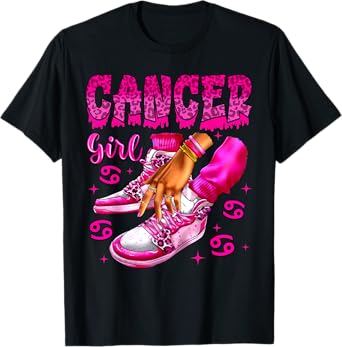 Cancer Girl Birthday Black Women Sneakers Zodiac Bday T-Shirt