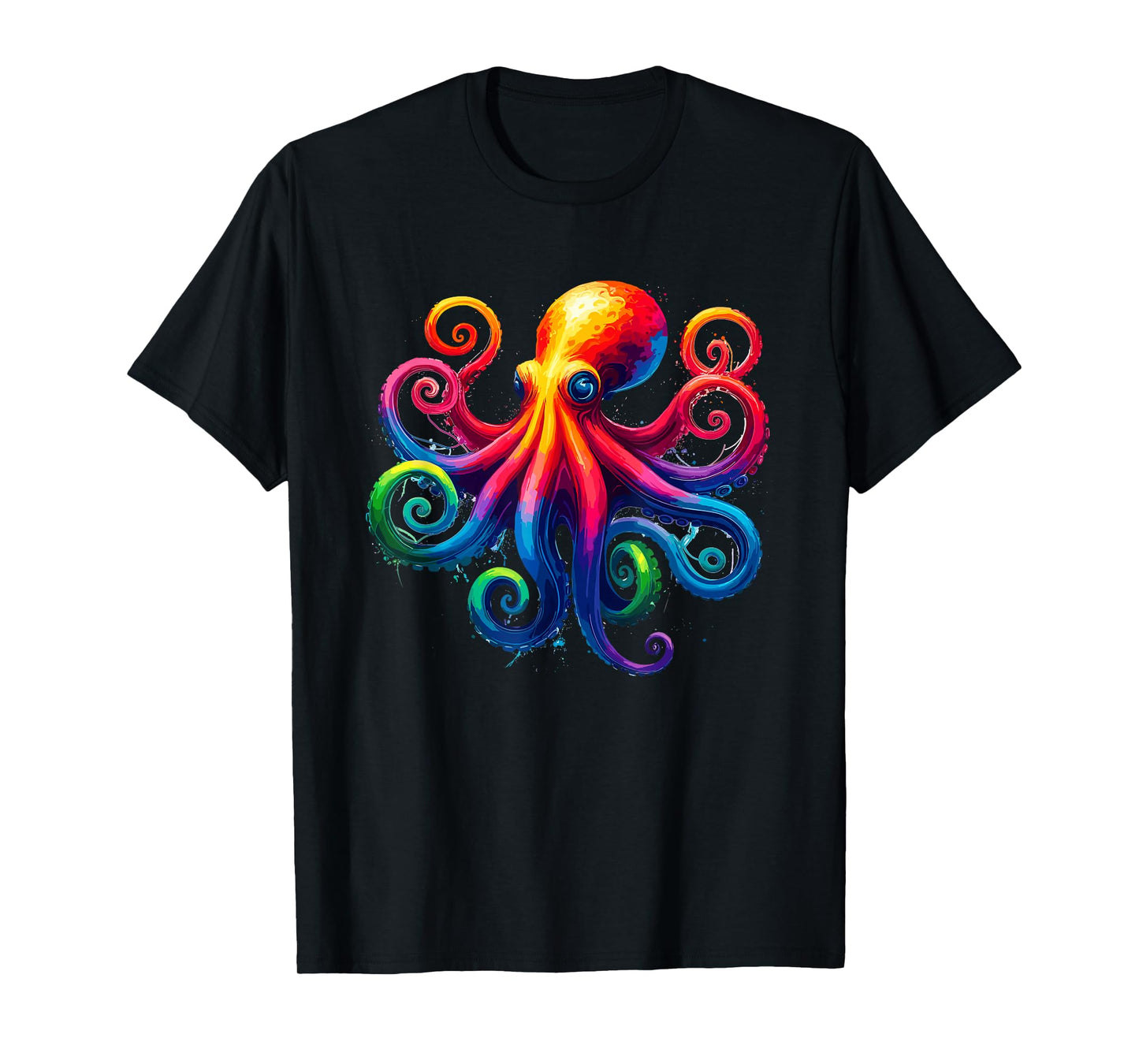 Vibrant Rainbow Octopus Psychedelic Art Sea Creature T-Shirt