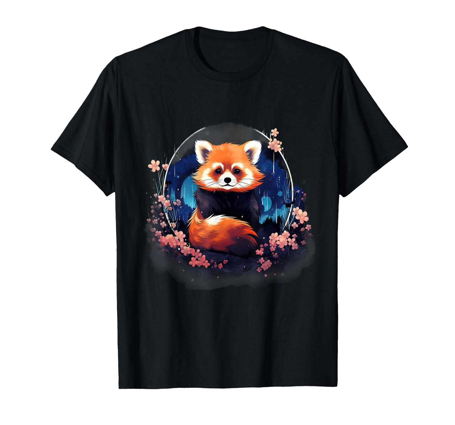 Red Panda Wildlife Nature Artwork Floral Animal Lovers T-Shirt