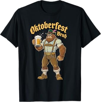 German Bigfoot Sasquatch Lederhose Funny Beer Oktoberfest T-Shirt