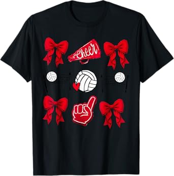 Volleyball Coquette Bow Volleyball Mom Game Day Women Girls T-Shirt