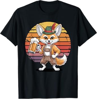 Retro Fennec Fox Beer Drinking T-Shirt