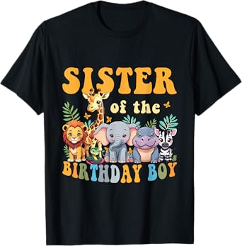 Sister of the Birthday Boy Kid Safari Jungle Animal Matching T-Shirt