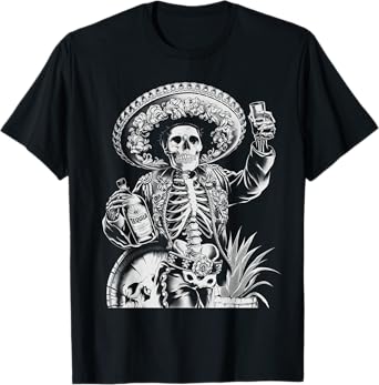 Mexico Vintage Skeleton Tequila Dia De Los Muertos Mexican T-Shirt