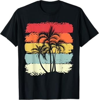 Palm Tree Retro Style Tropical Beach T-Shirt