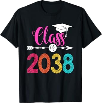 Class Of 2038 Kindergarten Pre K Grow With Me Graduation T-Shirt