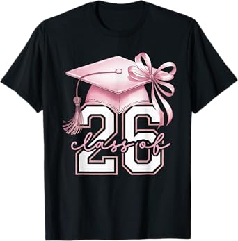 Pink Coquette Bow Senior Class of 2026 senior girls T-Shirt