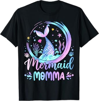 Mermaid Momma Family Matching Birthday Party T-Shirt