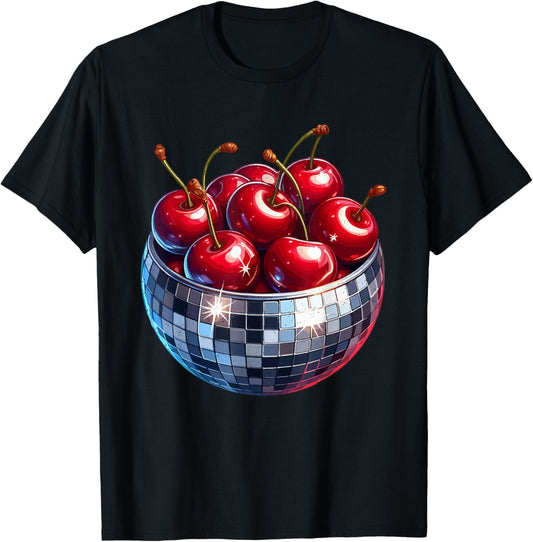 Cherries Disco Ball Cherry Summer Fruit Retro Party Lover T-Shirt