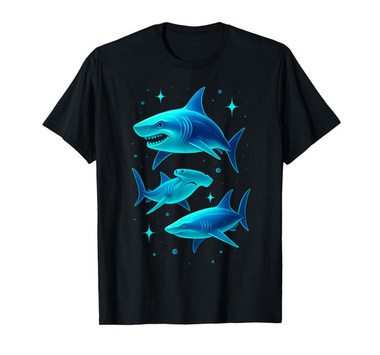 Retro Ocean Wildlife White Shark Hammerhead Sharks Lover T-Shirt