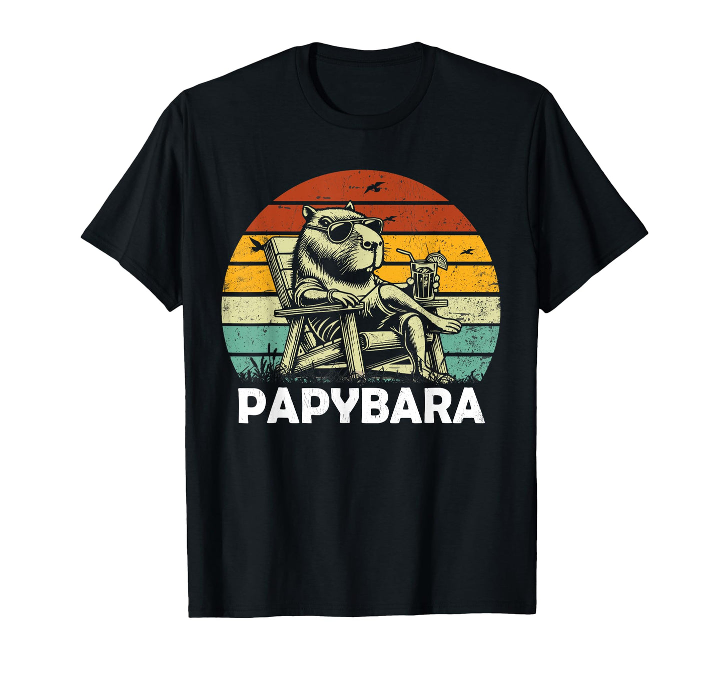 Retro Capybara Dad Papybara Funny Capybara Father's Day T-Shirt