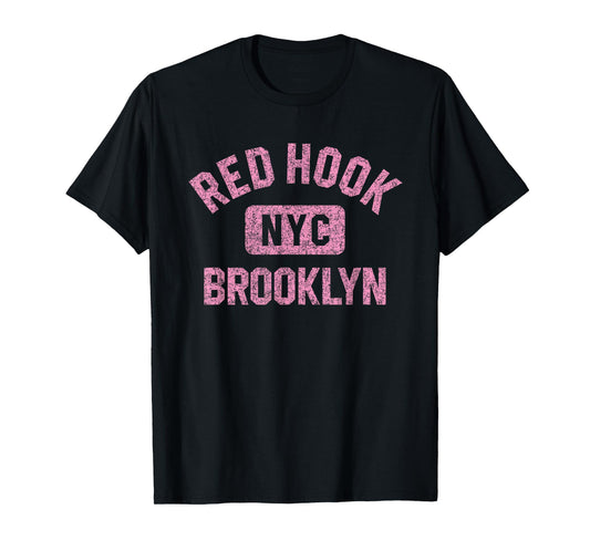 Red Hook Brooklyn NYC Gym Style Distressed Pink Print T-Shirt