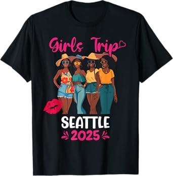 Black Girls Trip Seattle 2025 Vacation Matching T-Shirt