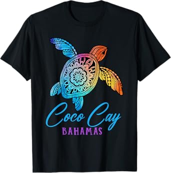 Coco Cay Bahamas T-Shirt Coco Cay Tribal Tie Dye Sea Turtle T-Shirt