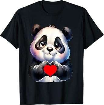Panda Love Heart Giant Bear Pandas Lover Mother Day Birthday T-Shirt