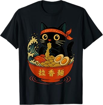 Funny Kawaii Cat Ramen Wave Aesthetic Japanese Ramen Cat T-Shirt