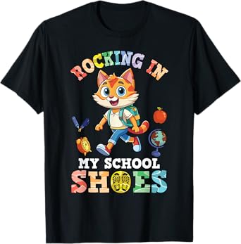 Rocking In My School Shoes With Cute Backpack Cat Back To T-Shirt