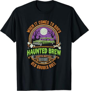 Old Guys Beer Drinkers Dad Grandad Haunted Brew Design T-Shirt