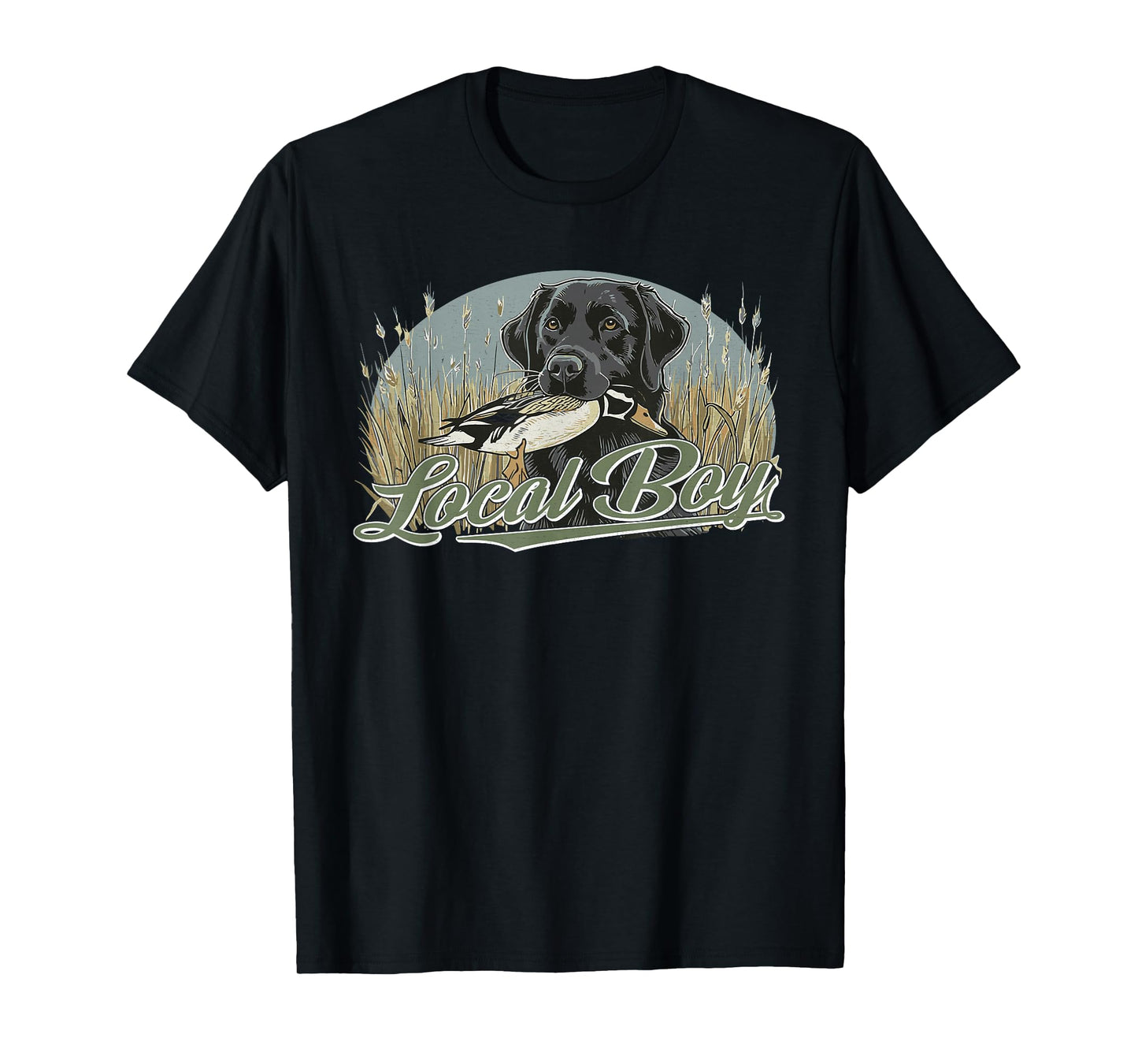 Local Duck Hunting Boy Black Lab Dog Outdoor Vintage T-Shirt
