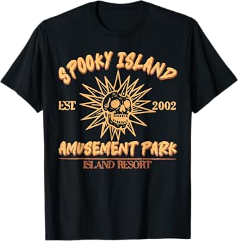 Spooky Island Est 2002 Amusement Park Skull Halloween T-Shirt