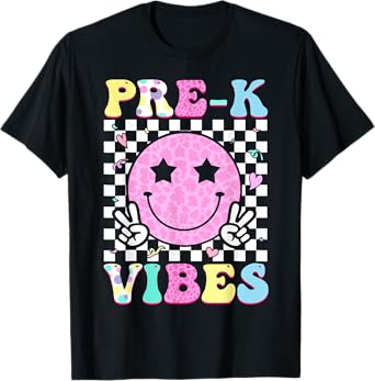 Pre-K Vibes Groovy Back to School PreK Preschool Girls Kids T-Shirt