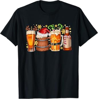 Merry Christmas Beers Funny Drinking Mens Xmas Beer Lover T-Shirt