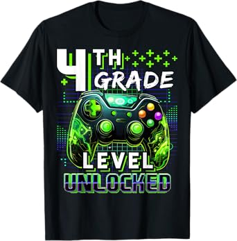 Back to School 4th Grade Boys Gamer First Day School Level T-Shirt