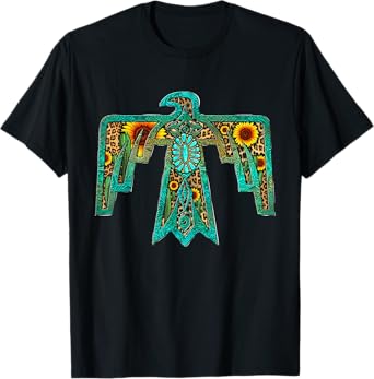 Western Southern Native American Thunderbird Sunflowers T-Shirt