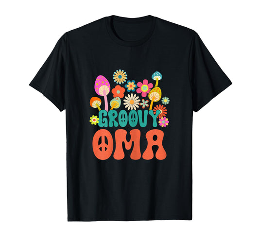 Retro Groovy Oma Gifts For Mother's Day Hippie Flower T-Shirt
