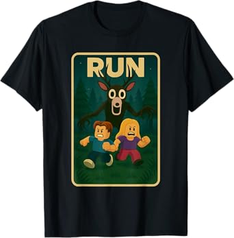 Run - 99 Nights Halloween Gamer Deer in The Forest Kids Meme T-Shirt