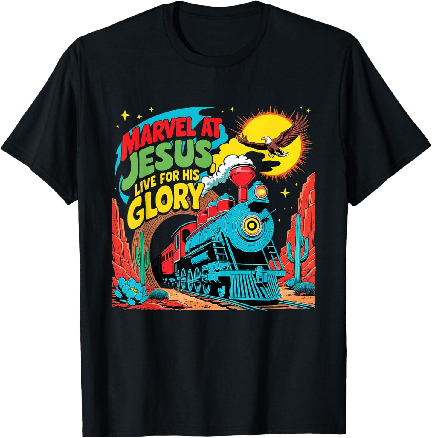 Marvel at Jesus Train Theme Christian VBS 2025 T-Shirt