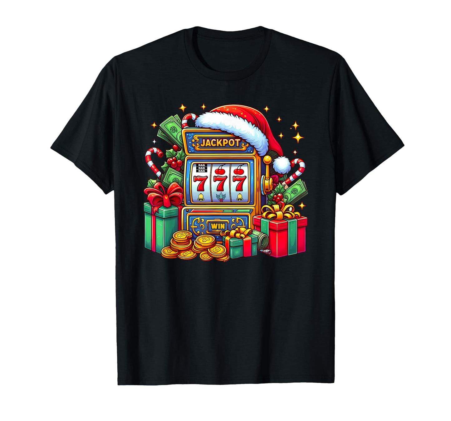 Christmas Slot Machine Casino Lucky Winner Xmas Big Jackpot T-Shirt
