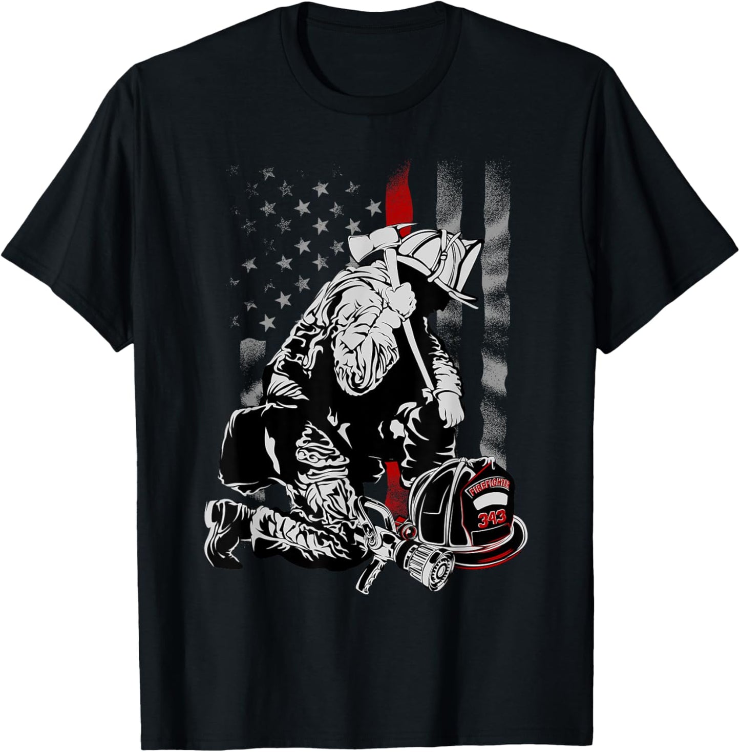 Fireman American Flag Shirt Thin Red Line Firefighter USA T-Shirt