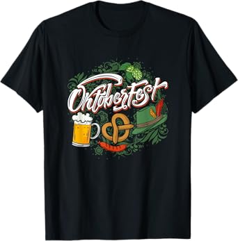 Oktoberfest Funny Beer Hat Pretzel And Edelweiss T-Shirt