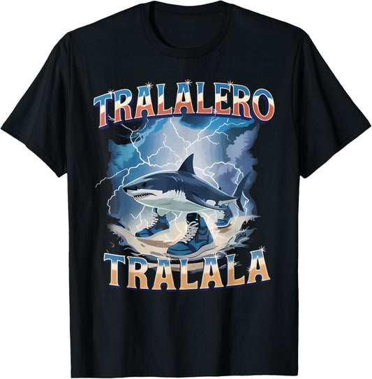 Tralalero Tralala Funny Shark Italian Brainrot Meme T-shirt by TeeBrew