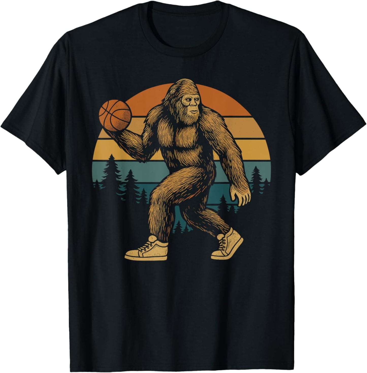 Funny Bigfoot Playing Basketball T-Shirt