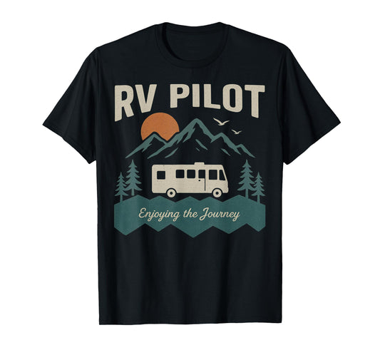 RV Pilot Camping Retro Motorhome Travel Vacation Camper Crew T-Shirt