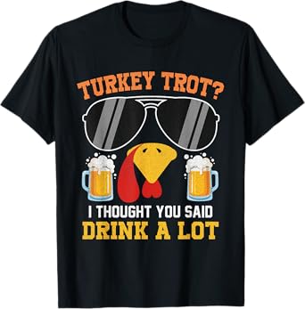 Turkey Trot Squad Drinking Matching Thanksgiving Running T-Shirt