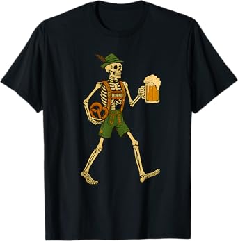 Oktoberfest Halloween Skeleton Beer Funny Oktoberfest T-Shirt