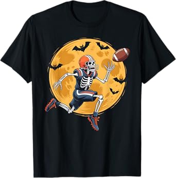 American Football Fan Skeleton Halloween Mens Boys Kid T-Shirt
