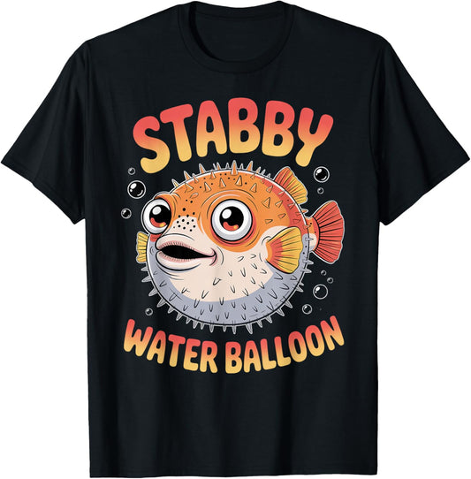 Stabby Water Balloon Fishing Fish Pufferfish T-Shirt