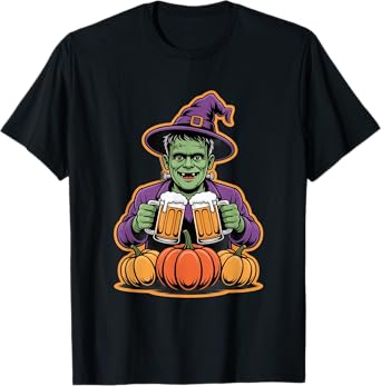 Funny Monster Witch Halloween Beer Lover T-Shirt