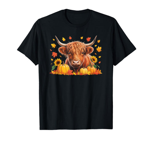 Fife Life Highland Cow Autumn Fall T-Shirt