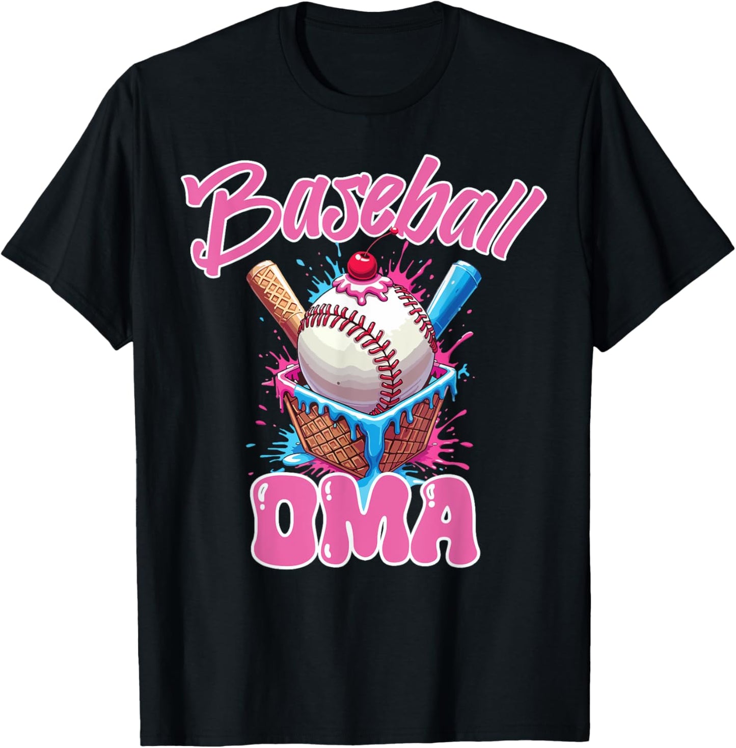 Retro Baseball Oma Ice Cream Drip Game Day Baseball T-Shirt