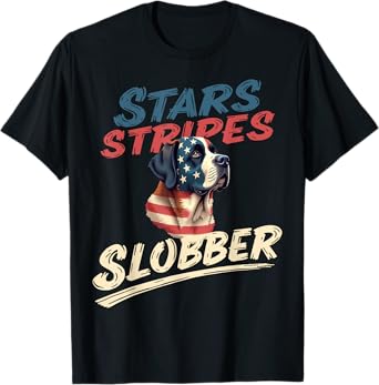 Funny St. Bernard Dog Vintage Saint Bernard American Flag Men Women Kids T-Shirt